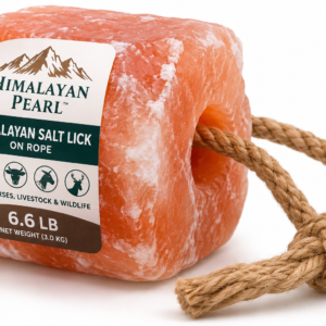 Himalayan Pearl 6.6 lb Salt Lick on Rope - Global Foods USA - Animal Salt & Livestock Salt Himalayan Pearl 6.6 lb Himalayan salt lick on rope for horses and livestock