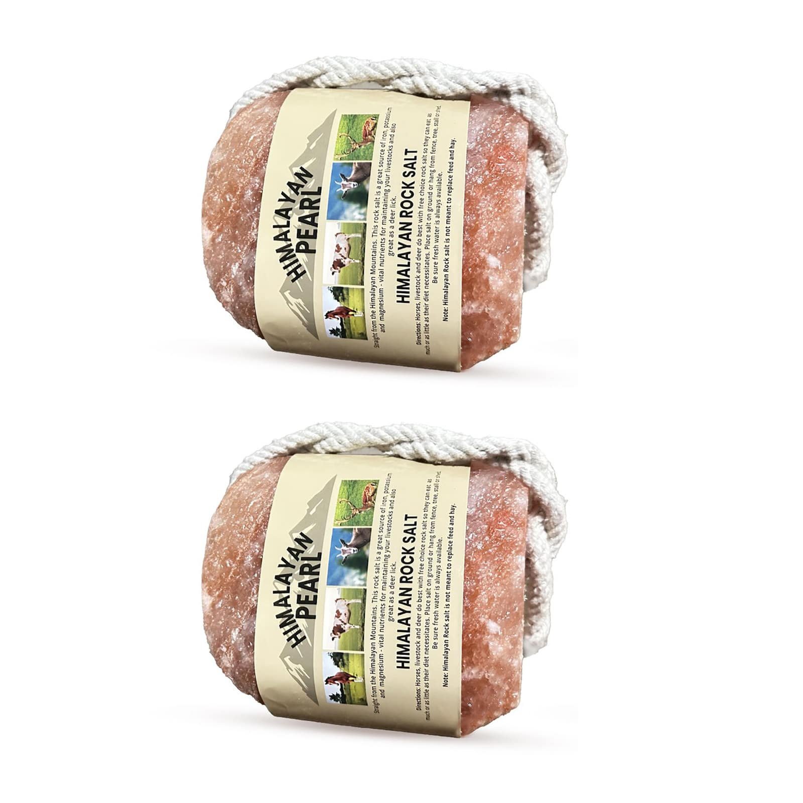 Himalayan Rock Salt Licks on Rope – Pack of 2 - Global Foods USA - Animal Salt & Livestock Salt Himalayan Pearl rock salt licks on rope – pack of 2